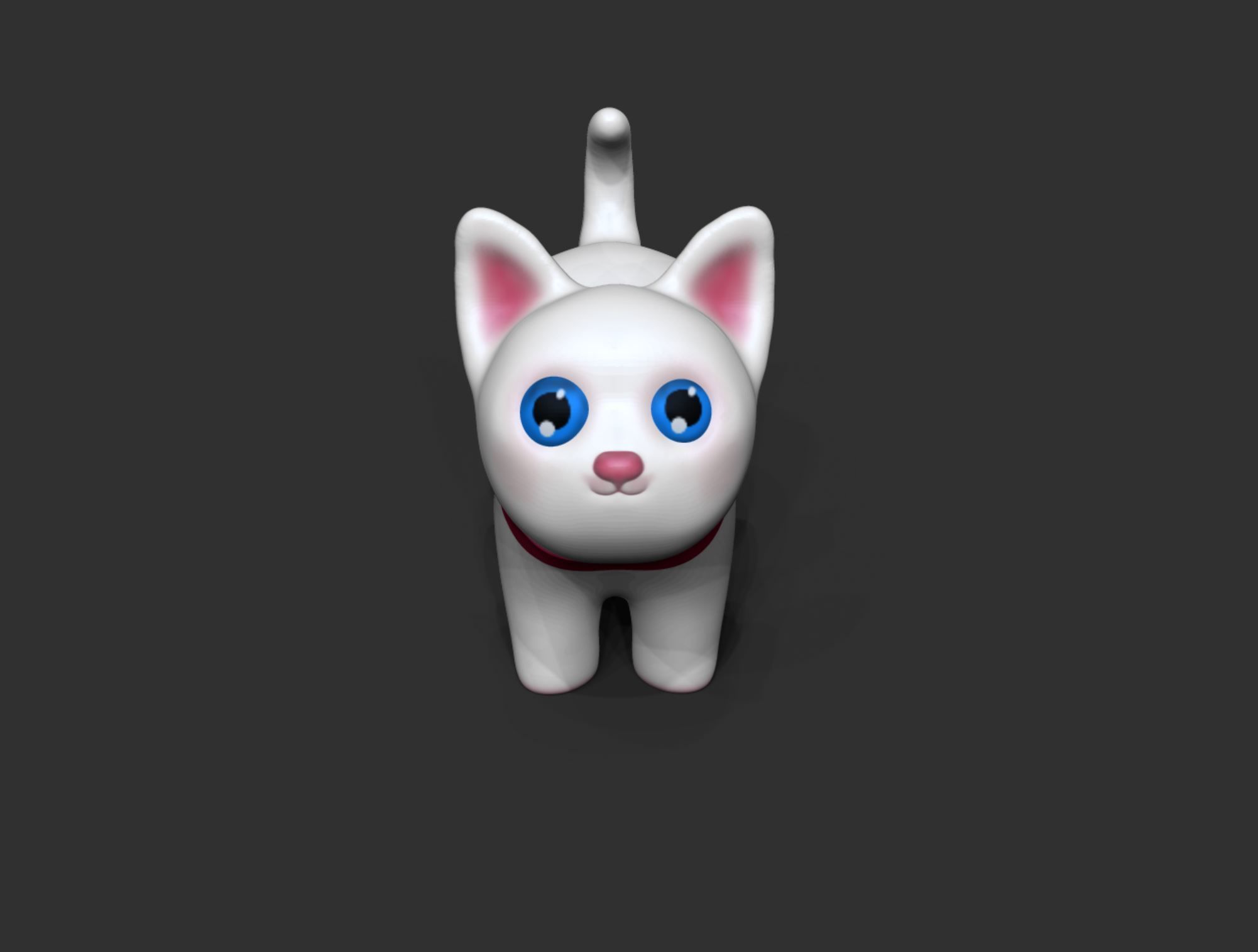 White cute cat - 3d printable 3d model - STL 3D print model_1
