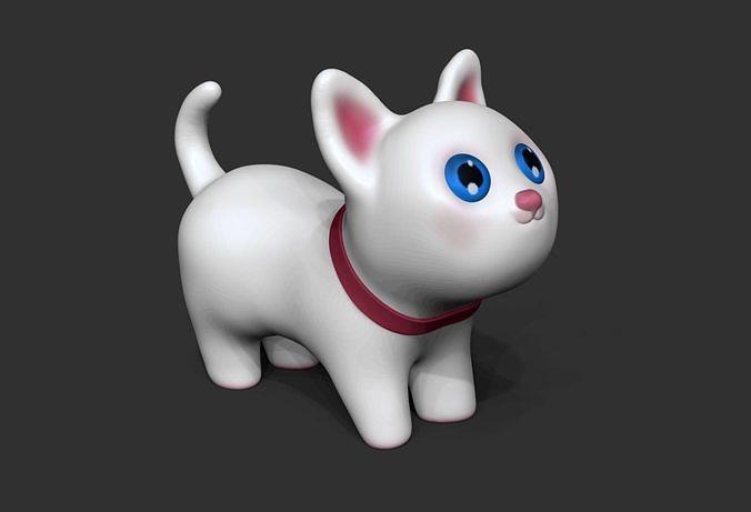 White cute cat -  3d printable 3d model - STL 3D print model