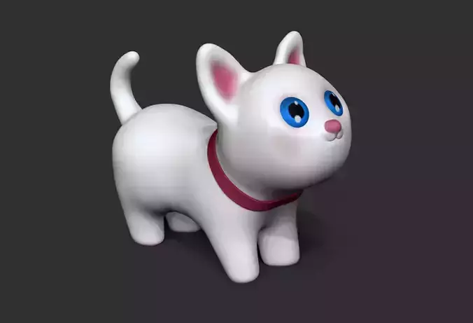 White cute cat -  3d printable 3d model - STL