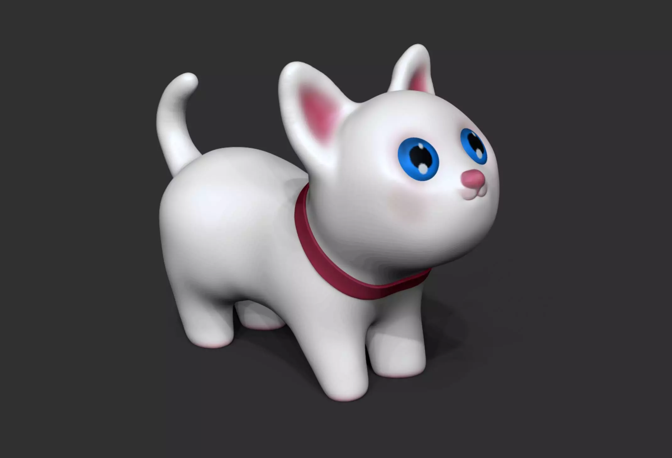 White cute cat - 3d printable 3d model - STL 3D print model_0