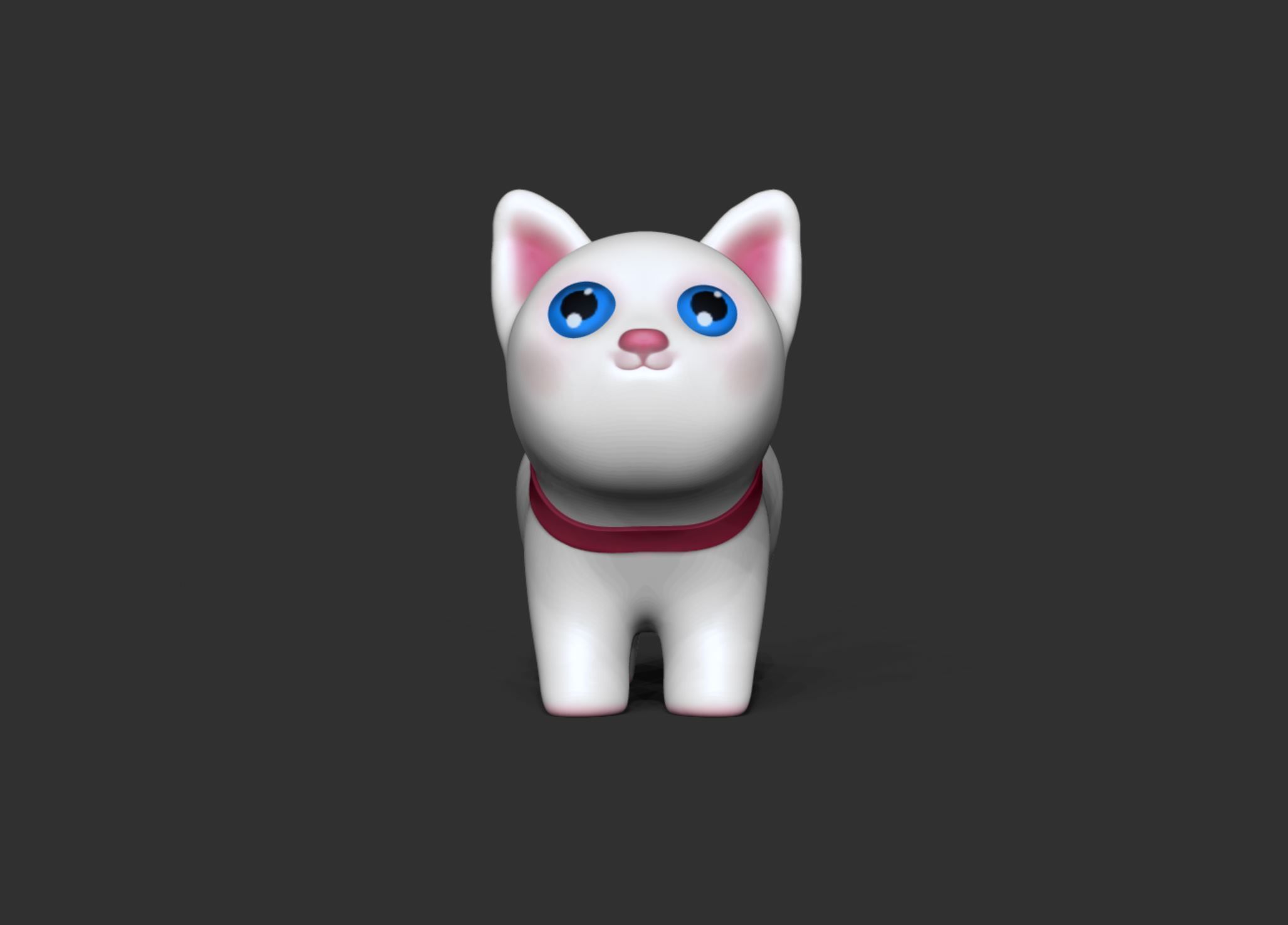 White cute cat - 3d printable 3d model - STL 3D print model_2