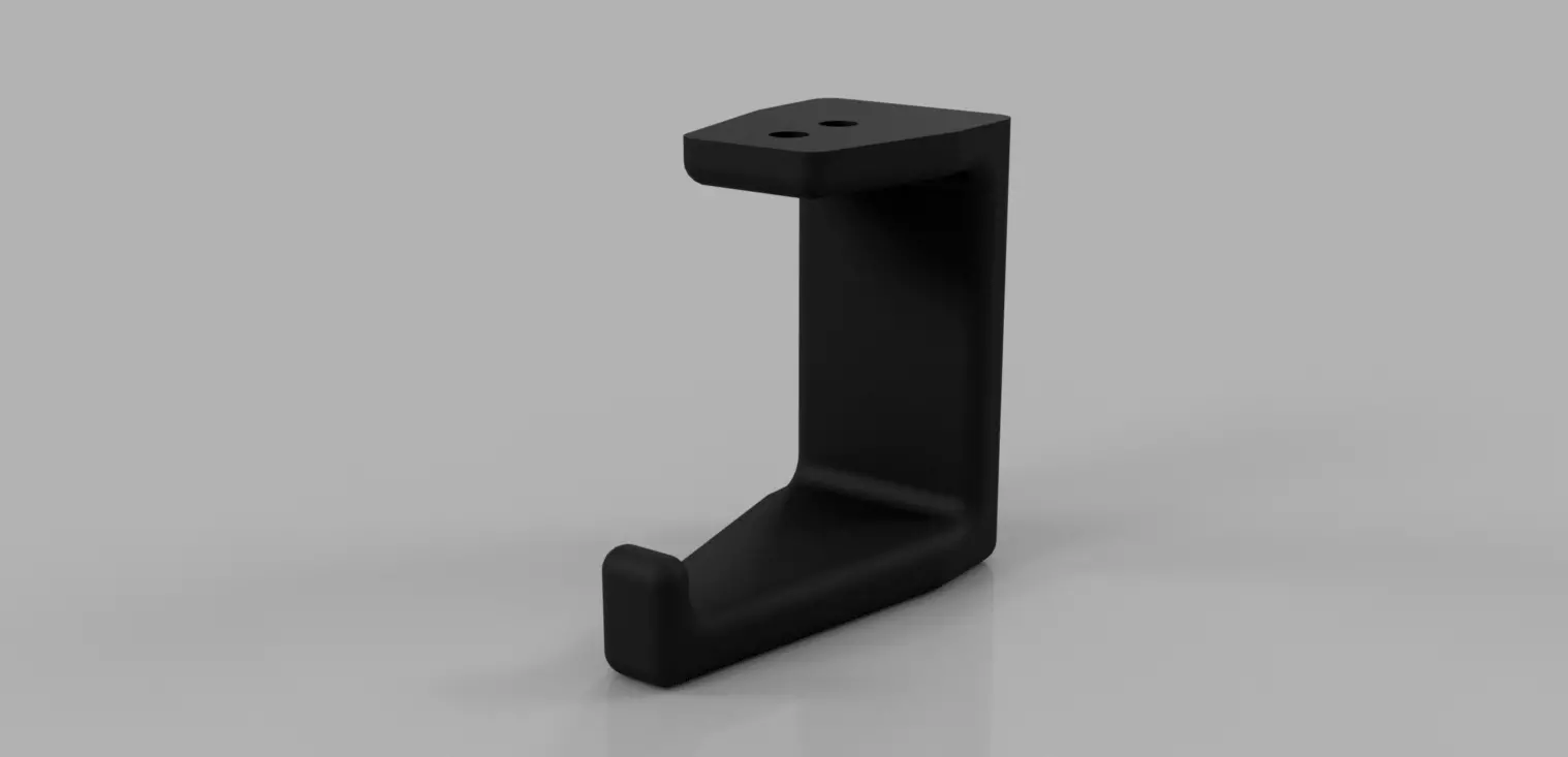 Headphone holder for under desk v3 3D print model_0