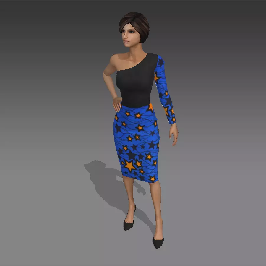 Blue Ankara cloth 3D model