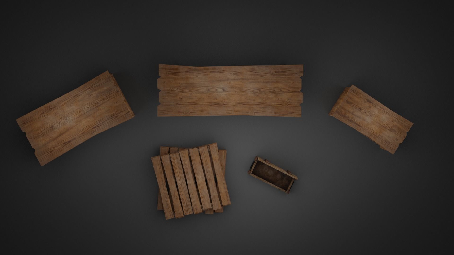 Crate and Tables Free low-poly 3D model_4