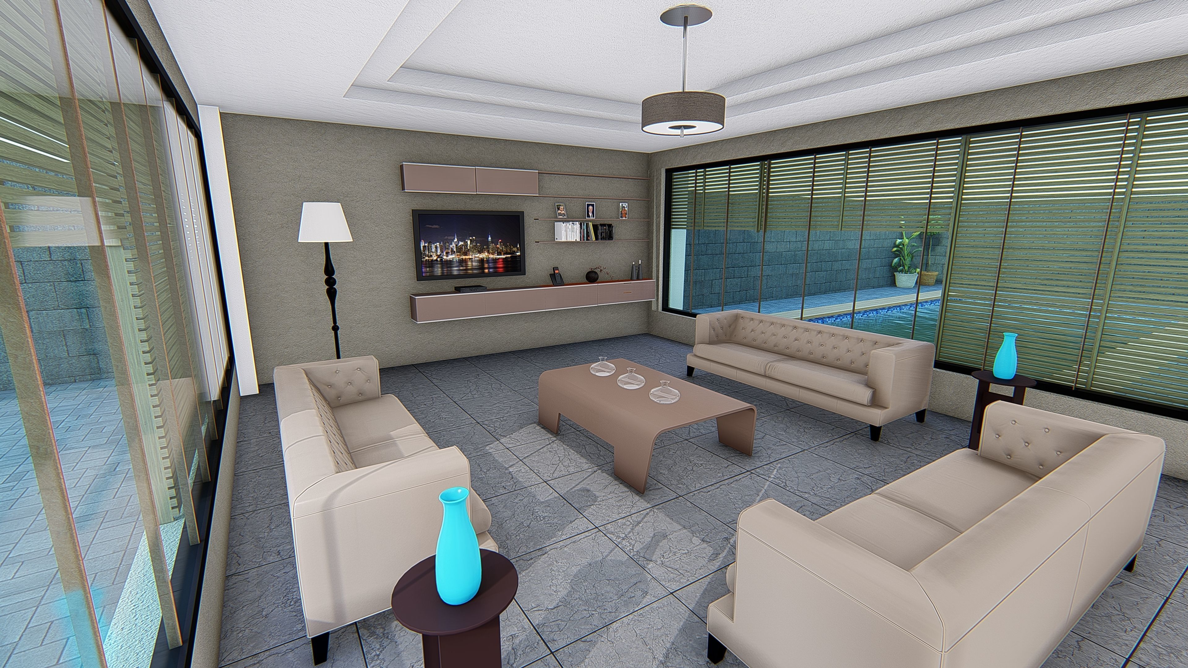 4 villa 2d 3d interior exterior walkthrough 3D model_34