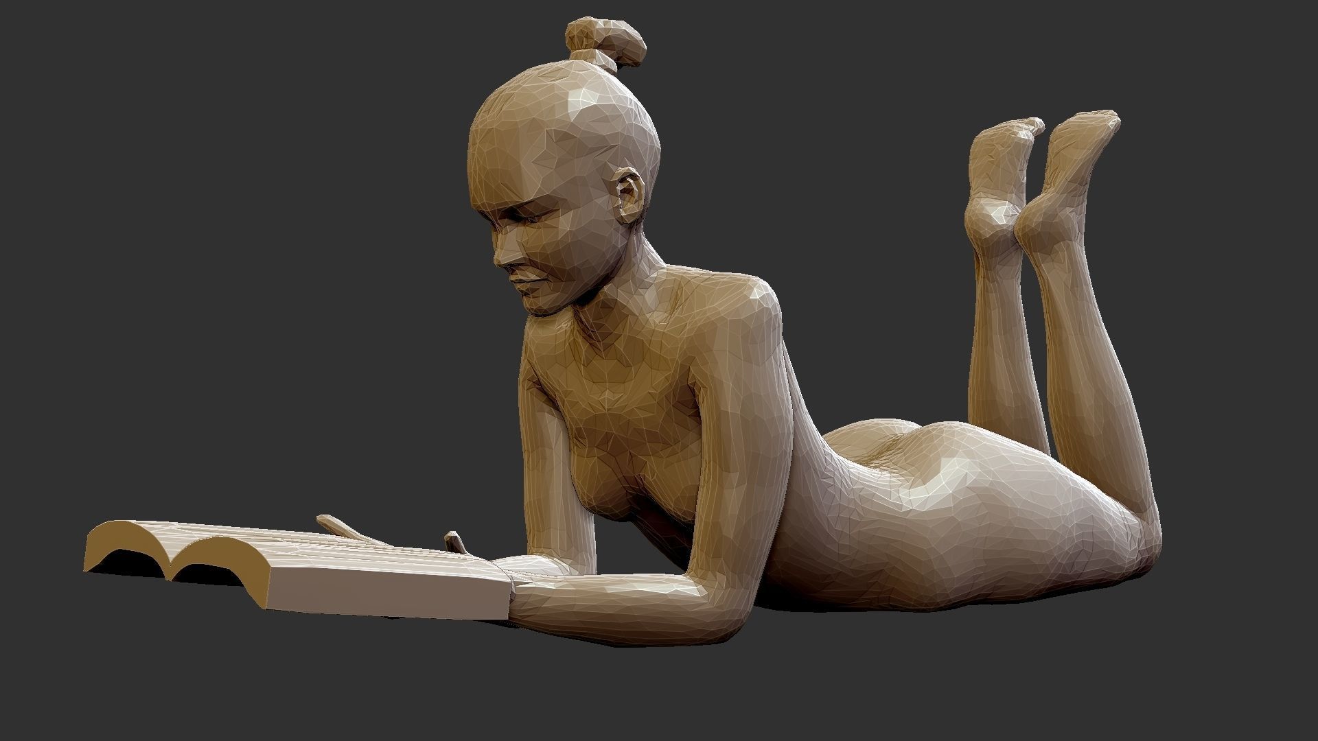 bookgirl nude woman reading book 3D print model_2