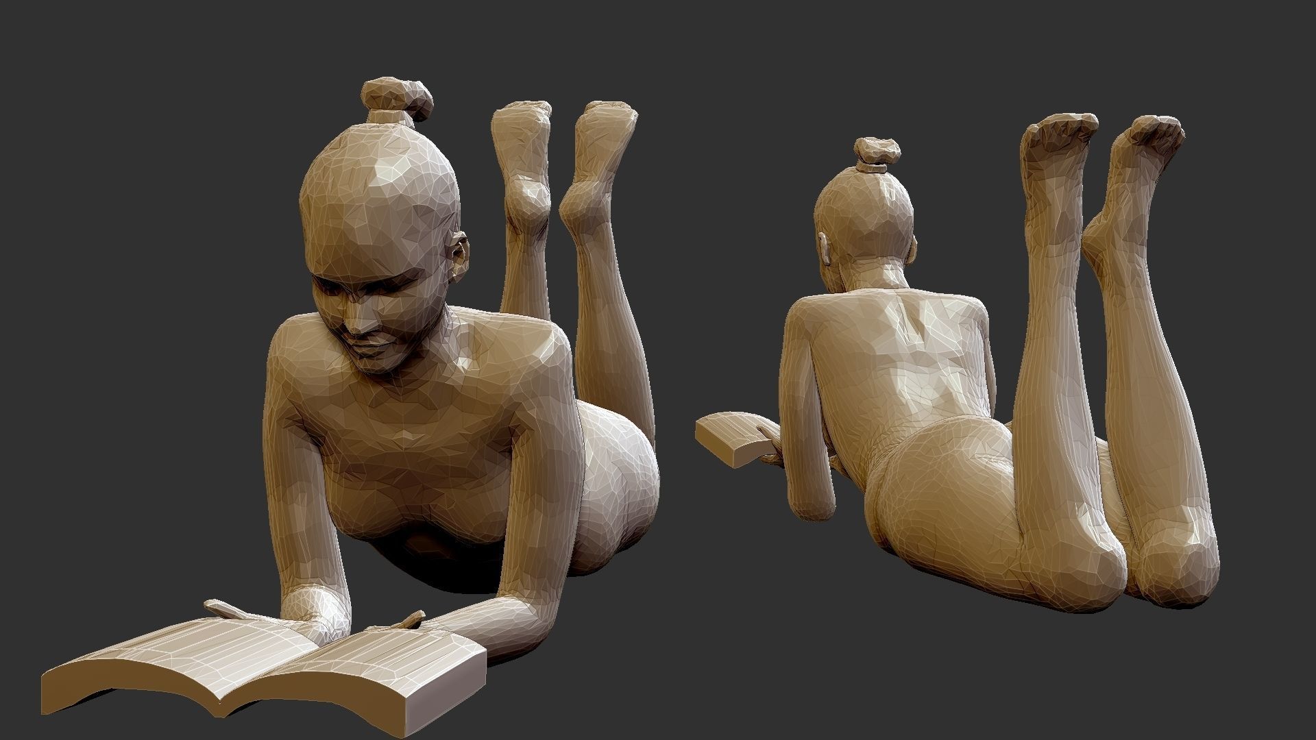 bookgirl nude woman reading book 3D print model_3