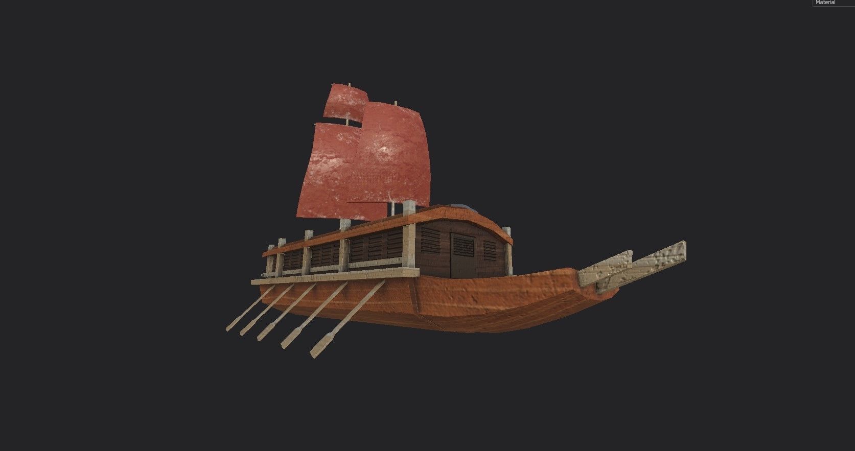 Korean Turtle Ship - Medieval Warship 05 Low-poly 3D model_6