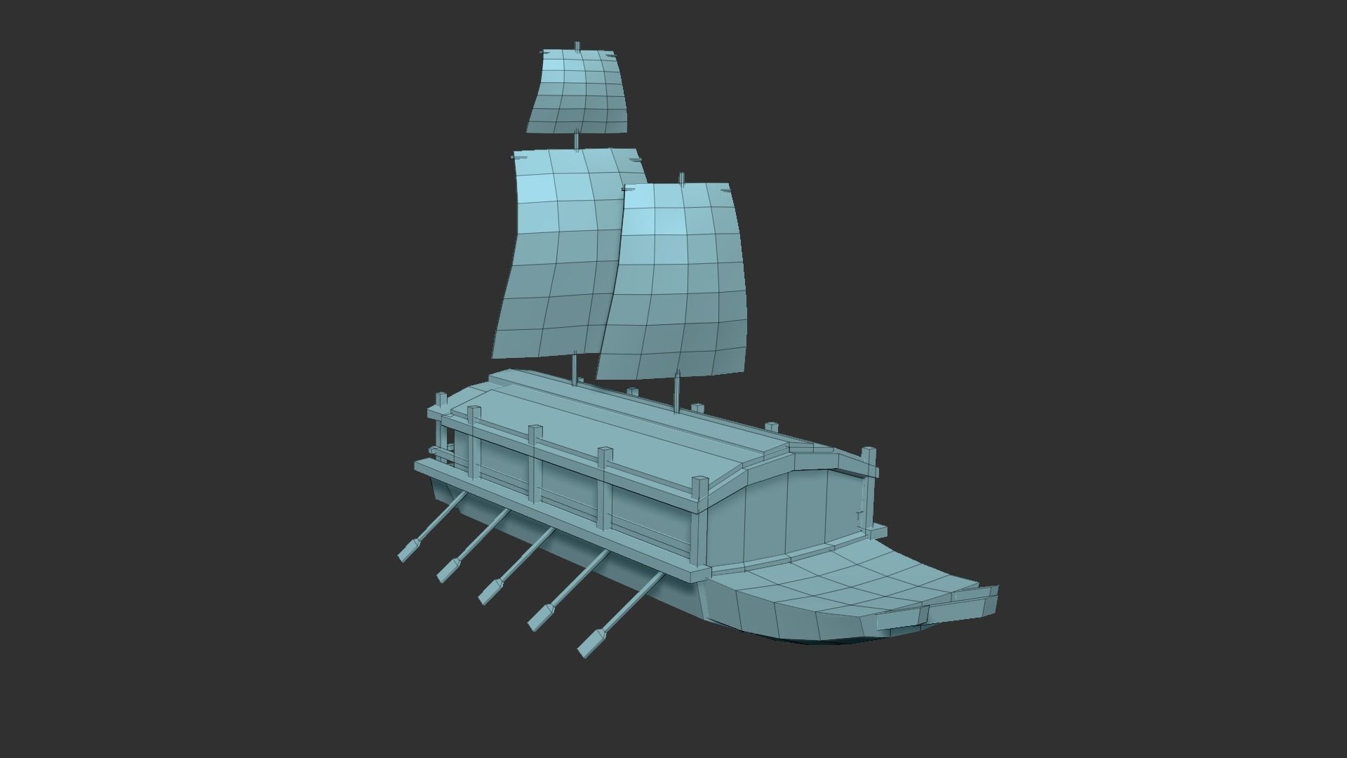 Korean Turtle Ship - Medieval Warship 05 Low-poly 3D model_10