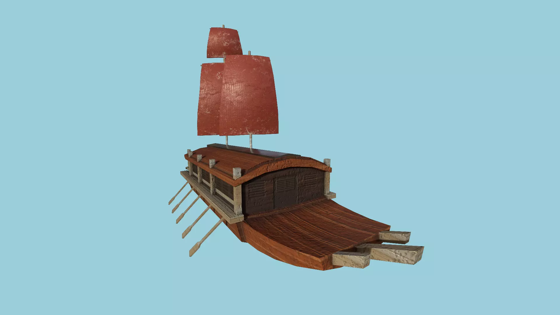 Korean Turtle Ship - Medieval Warship 05 Low-poly 3D model_0