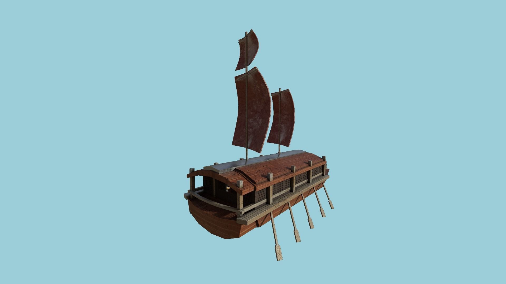 Korean Turtle Ship - Medieval Warship 05 Low-poly 3D model_1