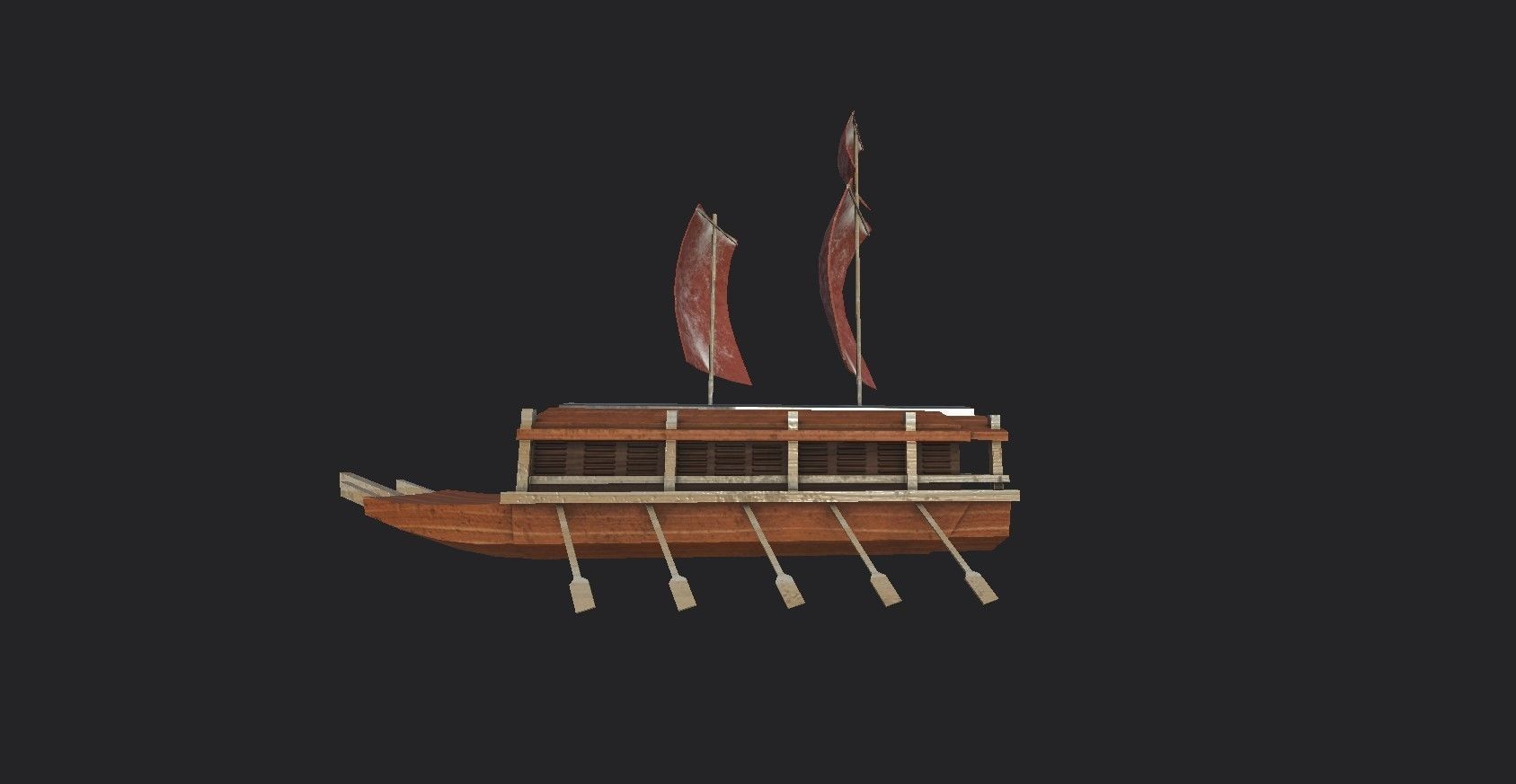 Korean Turtle Ship - Medieval Warship 05 Low-poly 3D model_4