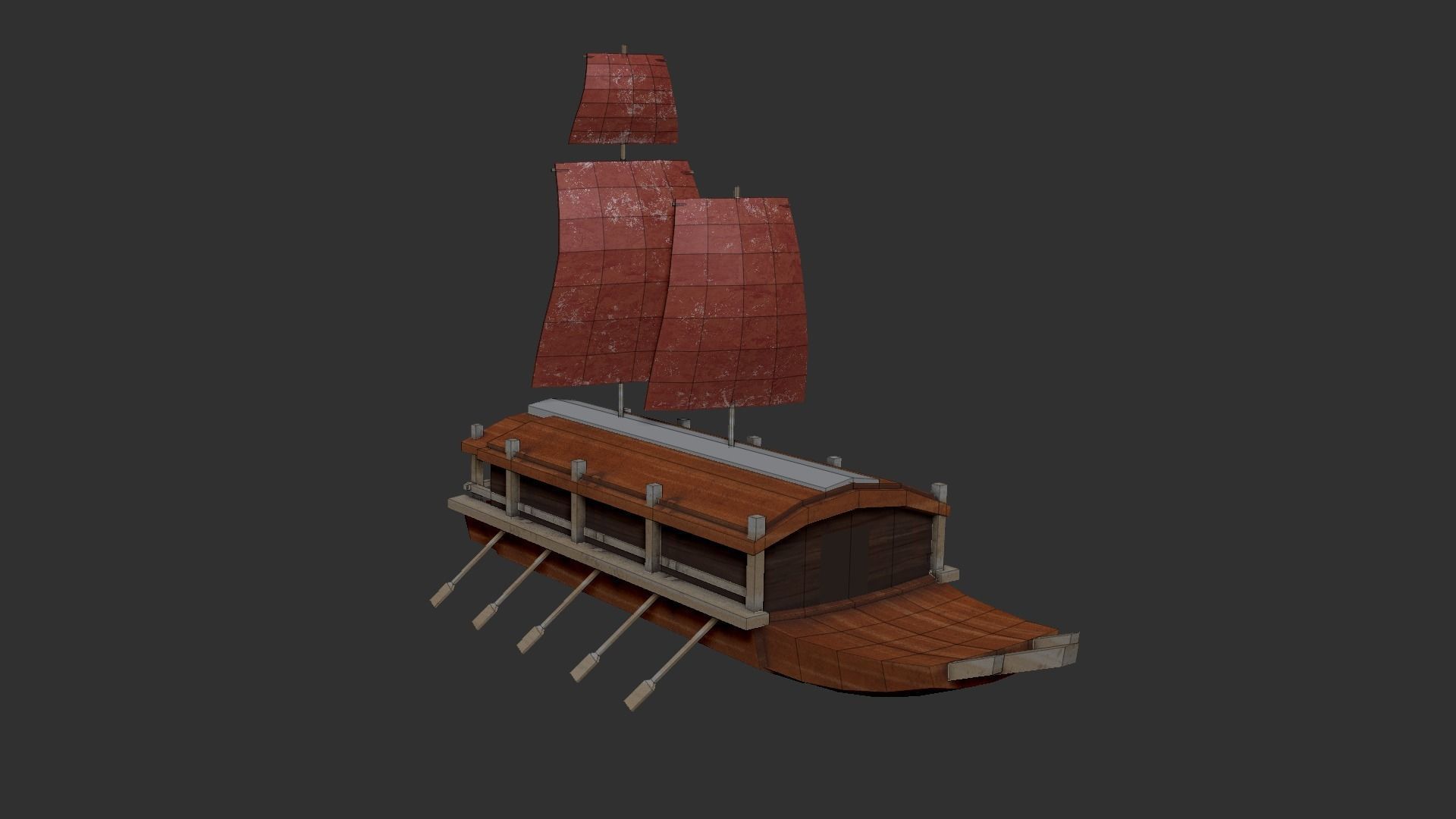 Korean Turtle Ship - Medieval Warship 05 Low-poly 3D model_11