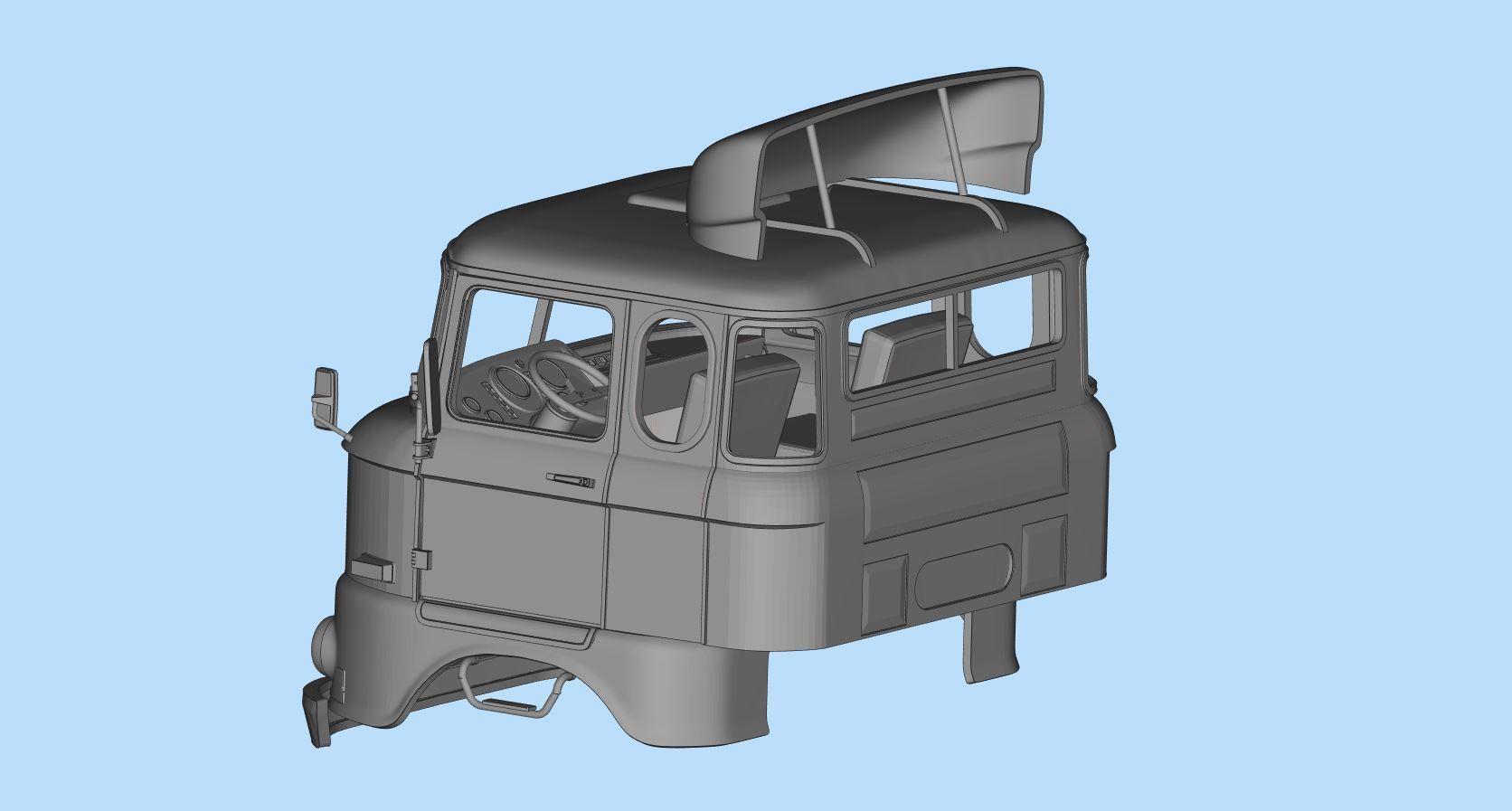 IFA W50 long cab SCALE custom rc body shells 3D print model_21