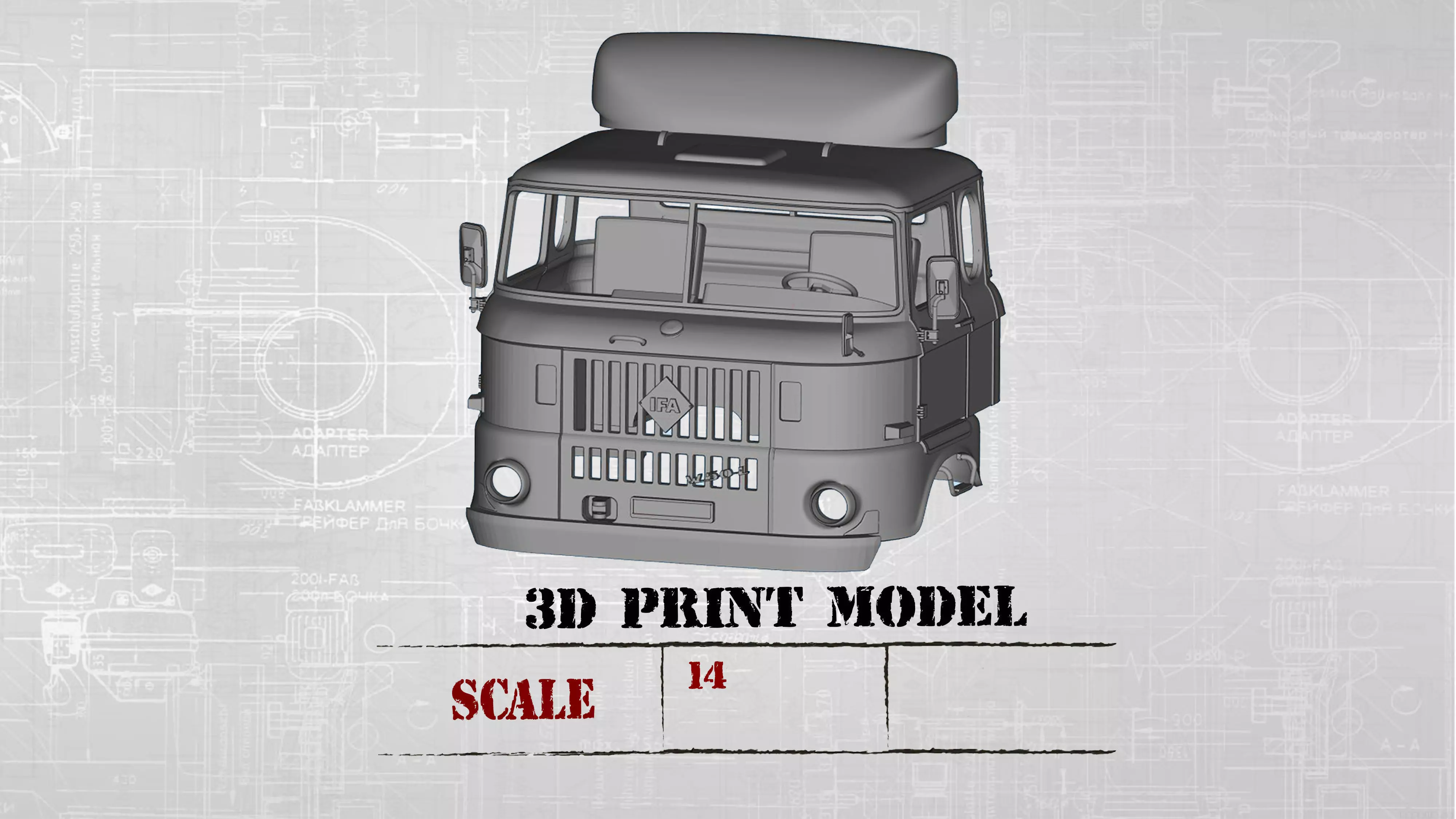 IFA W50 long cab SCALE custom rc body shells 3D print model_0