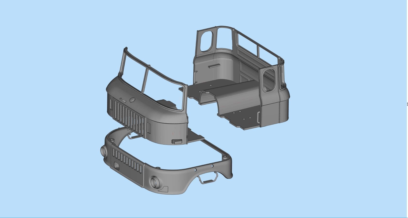 IFA W50 long cab SCALE custom rc body shells 3D print model_19