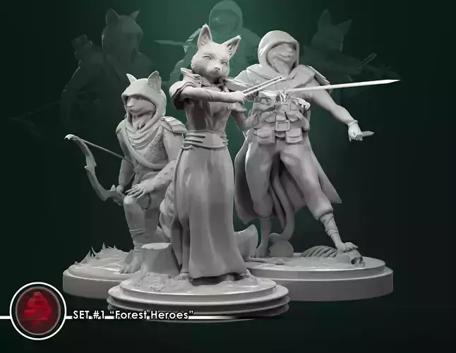 Miniatures for roleplay desktop games 3 miniatures STL files 3D print model