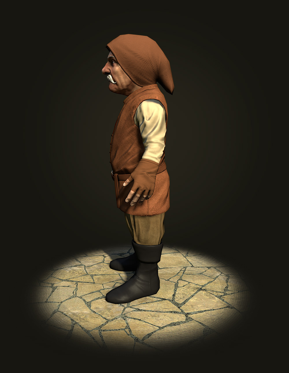 Dwarf the peasant Low-poly 3D model_2