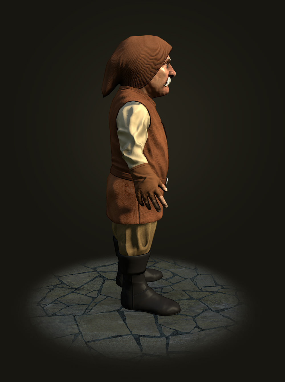 Dwarf the peasant Low-poly 3D model_1
