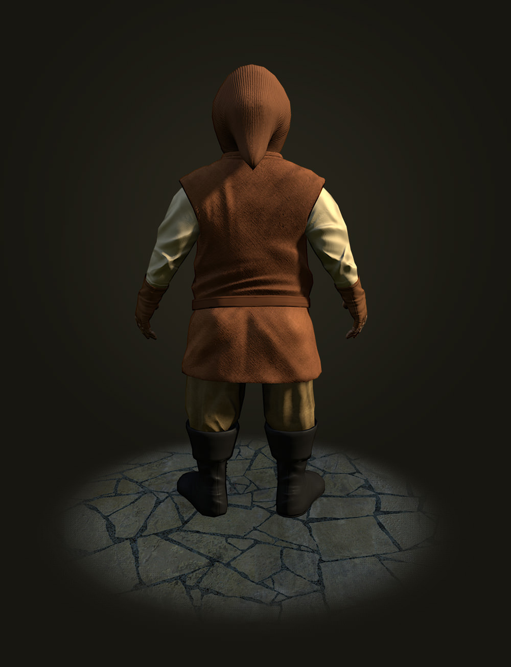 Dwarf the peasant Low-poly 3D model_3