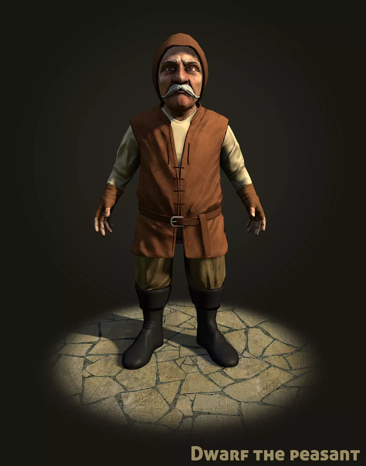 Dwarf the peasant Low-poly 3D model_0