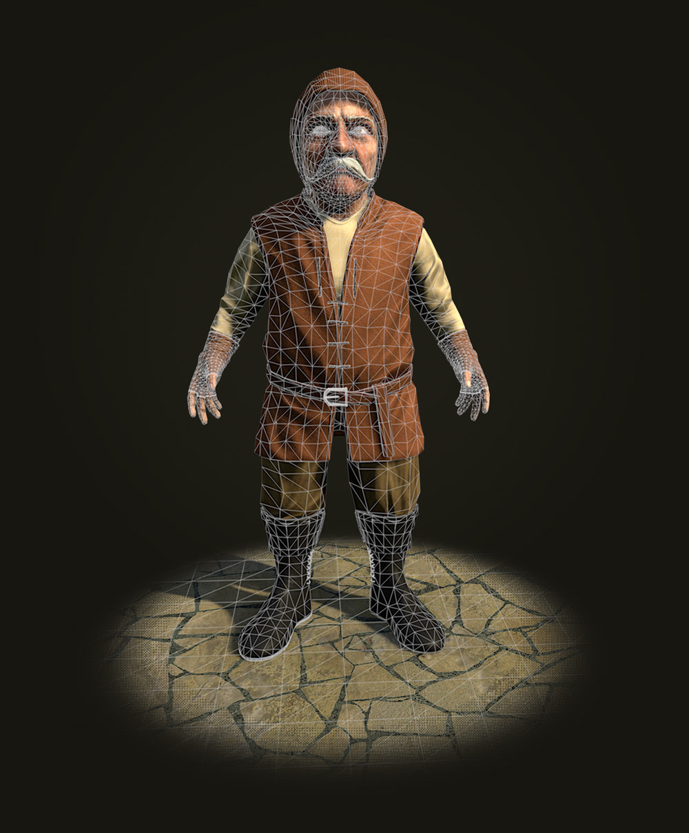 Dwarf the peasant Low-poly 3D model_4