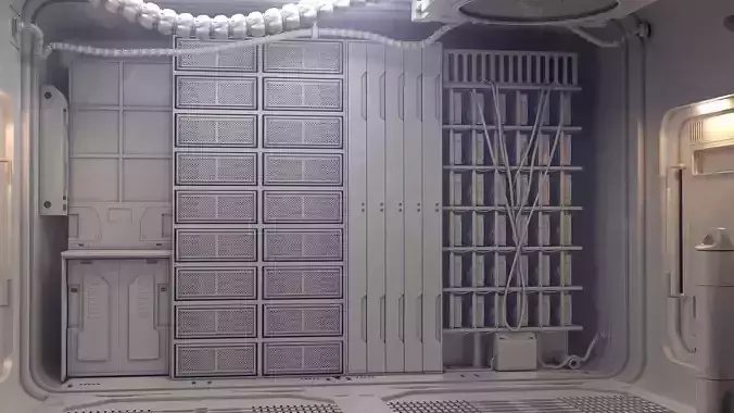 sci-fi shuttle server room