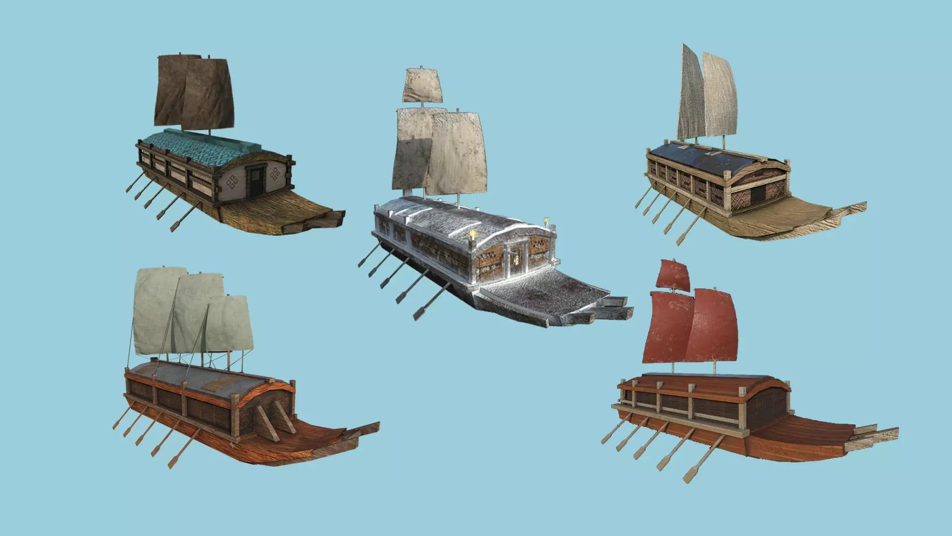 05 Korean Turtle Ships - Medieval Warship Pack Asset 3D Model Collection_0