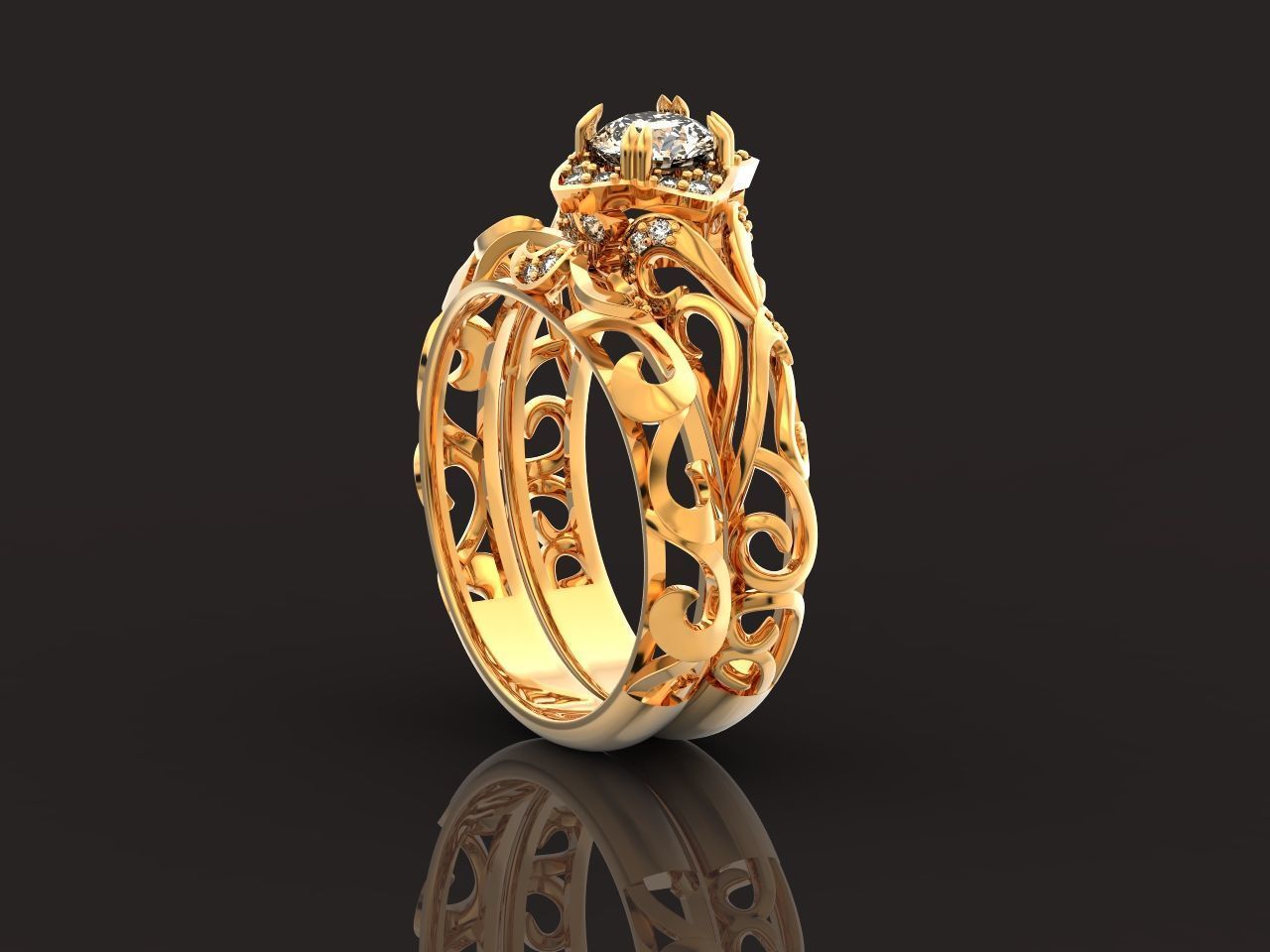 vintage double engagement ring  wedding band1347 3D print model_59