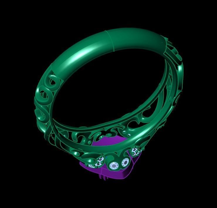 vintage double engagement ring  wedding band1347 3D print model_42