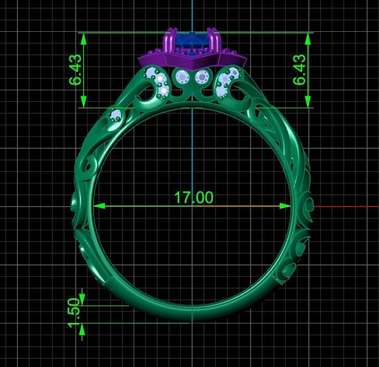 vintage double engagement ring  wedding band1347 3D print model_32