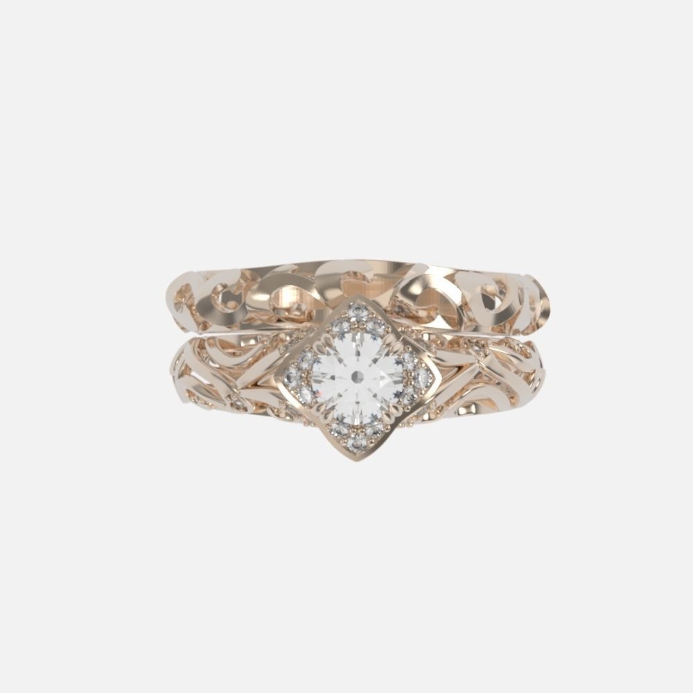 vintage double engagement ring  wedding band1347 3D print model_4