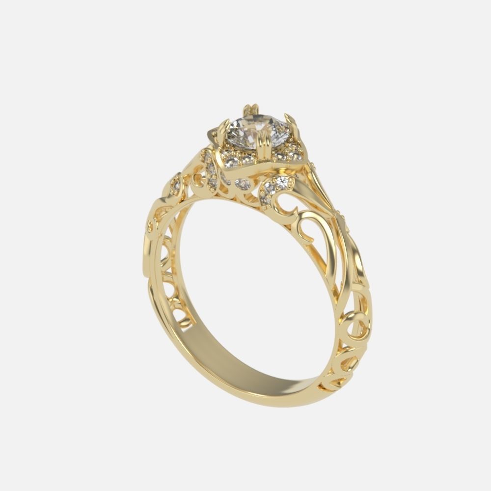 vintage double engagement ring  wedding band1347 3D print model_51