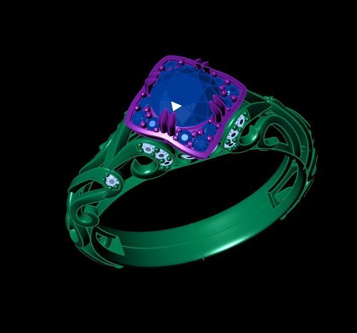 vintage double engagement ring  wedding band1347 3D print model_38