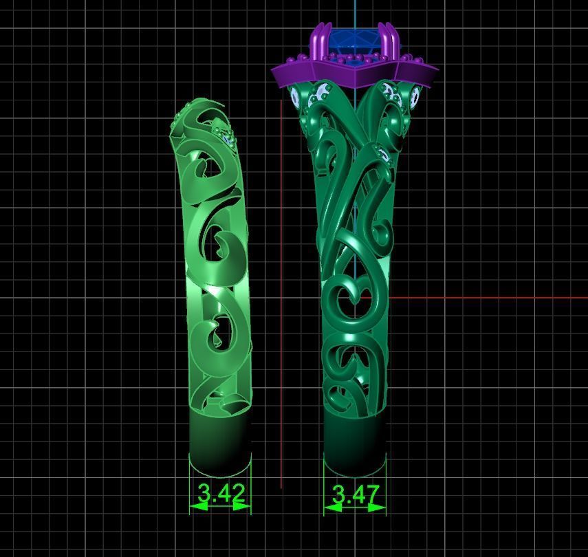 vintage double engagement ring  wedding band1347 3D print model_69