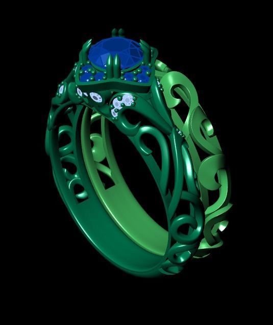 vintage double engagement ring  wedding band1347 3D print model_35