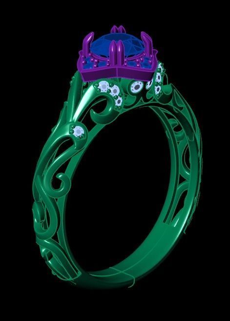 vintage double engagement ring  wedding band1347 3D print model_39