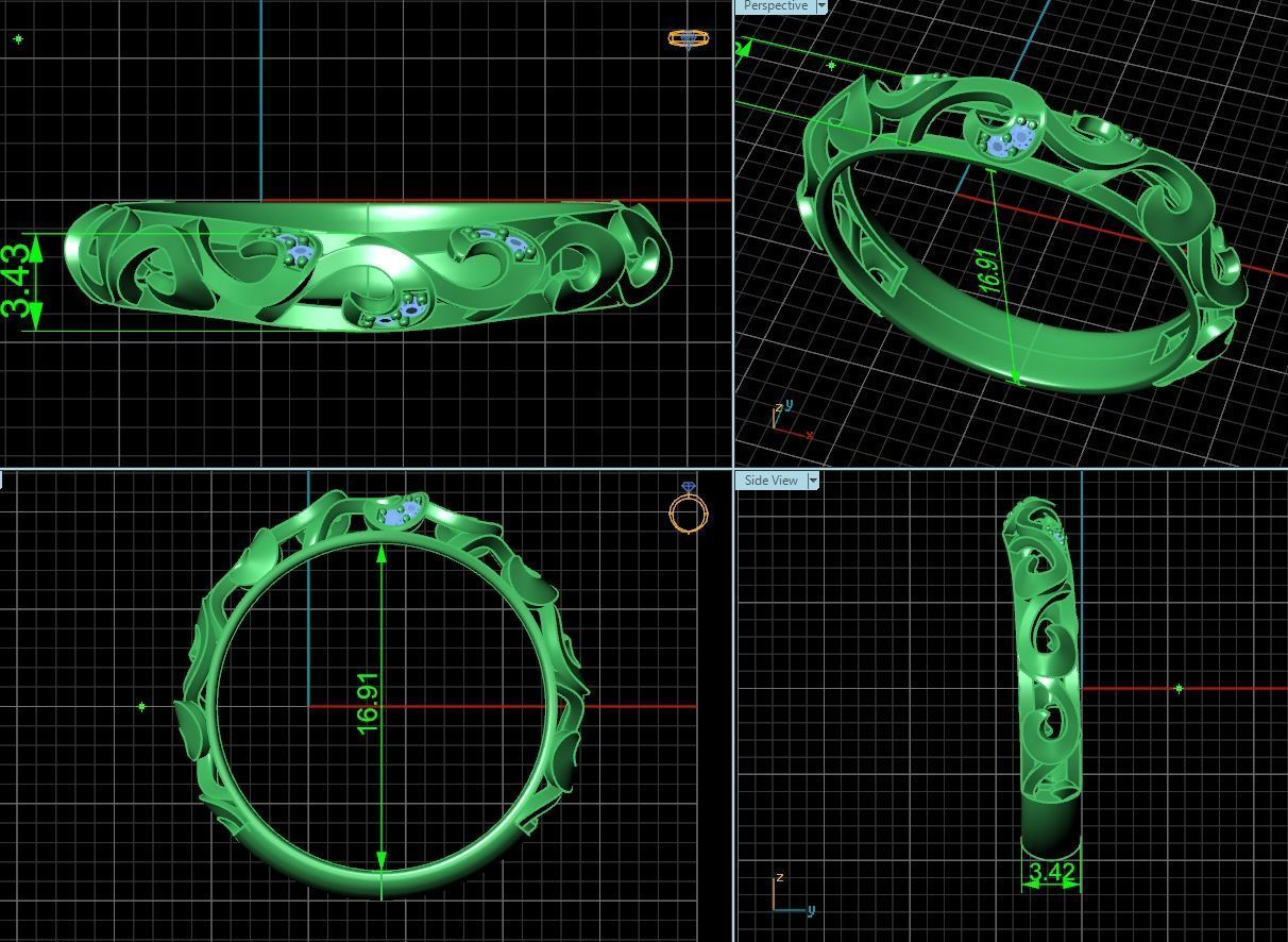 vintage double engagement ring  wedding band1347 3D print model_72