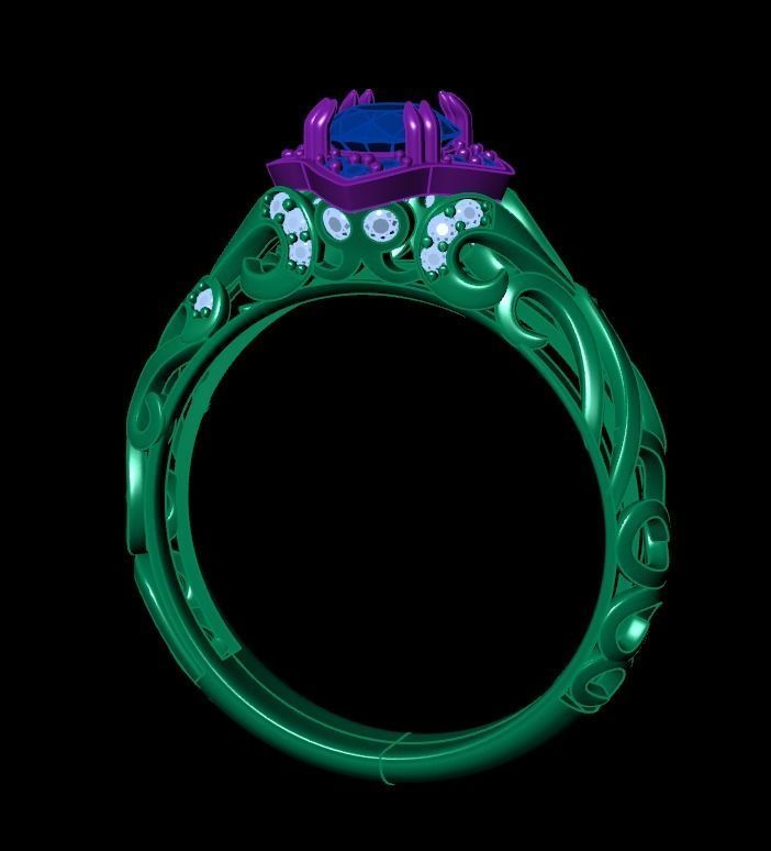 vintage double engagement ring  wedding band1347 3D print model_37