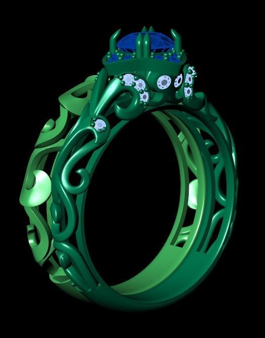 vintage double engagement ring  wedding band1347 3D print model_33