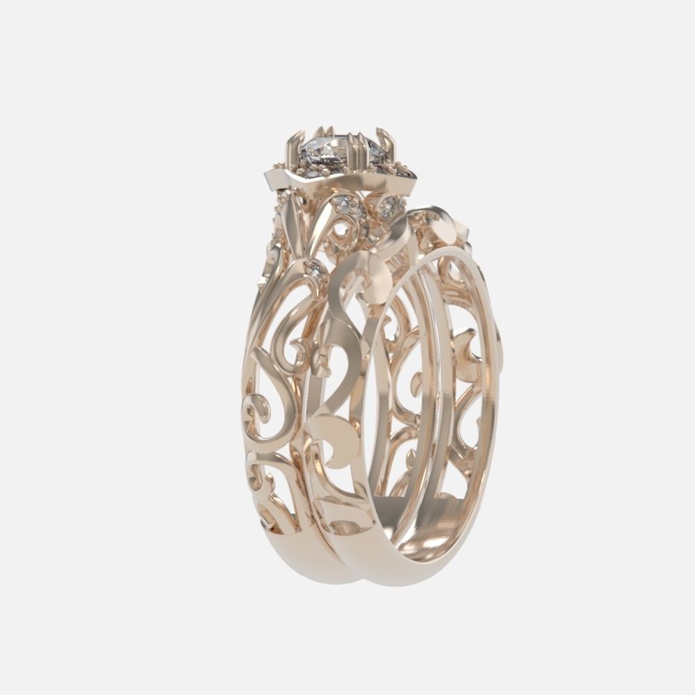 vintage double engagement ring  wedding band1347 3D print model_53