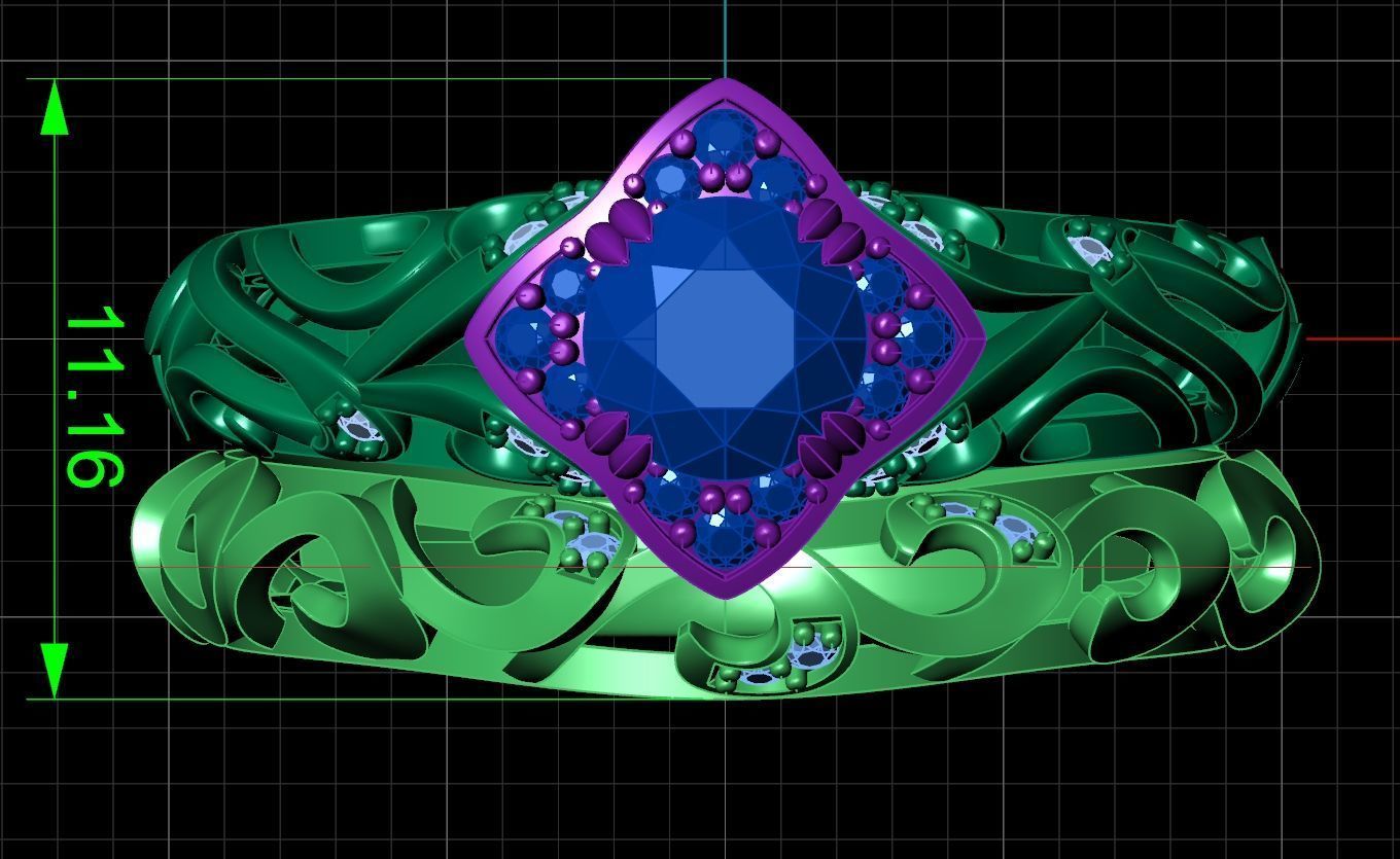 vintage double engagement ring  wedding band1347 3D print model_62