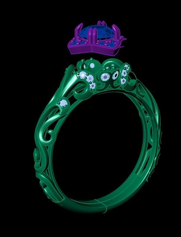 vintage double engagement ring  wedding band1347 3D print model_40