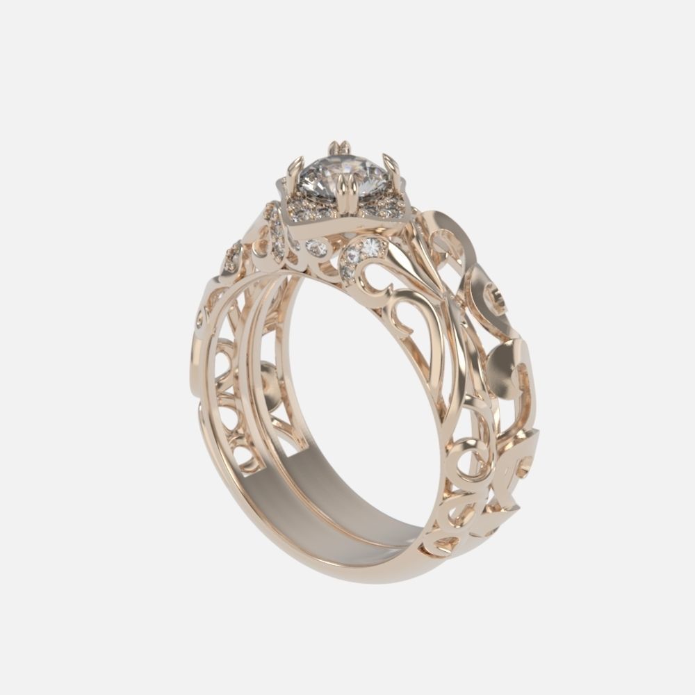 vintage double engagement ring  wedding band1347 3D print model_56