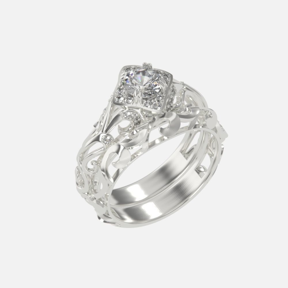 vintage double engagement ring  wedding band1347 3D print model_15