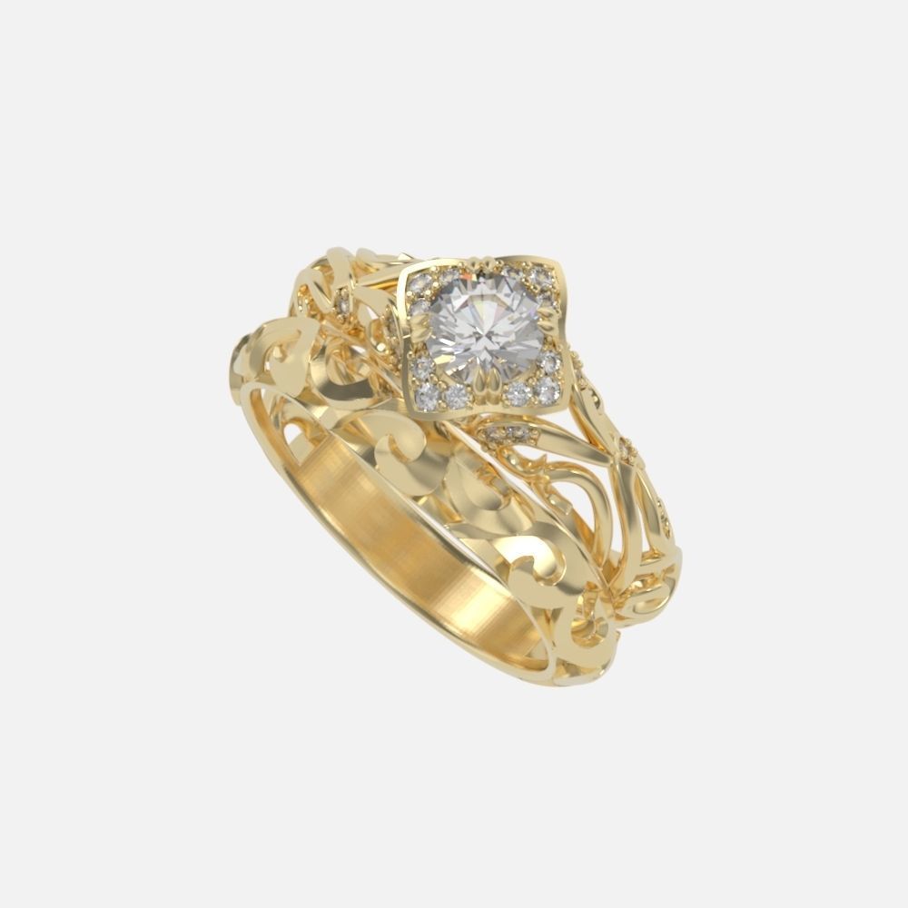vintage double engagement ring  wedding band1347 3D print model_49