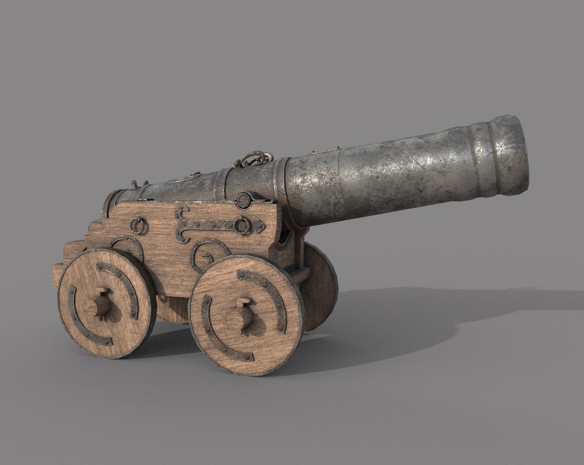Medieval Cannon Low-poly 3D model_2