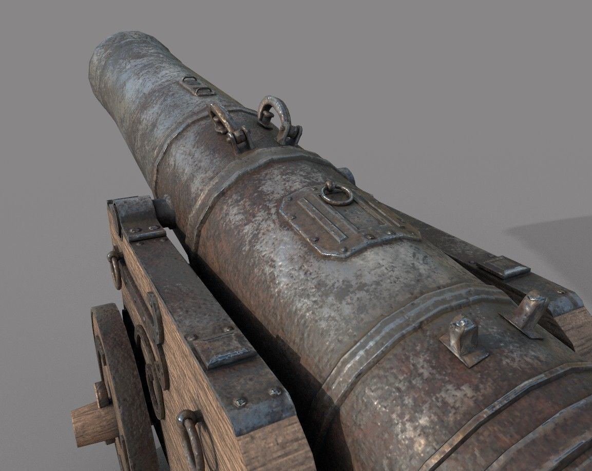 Medieval Cannon Low-poly 3D model_4
