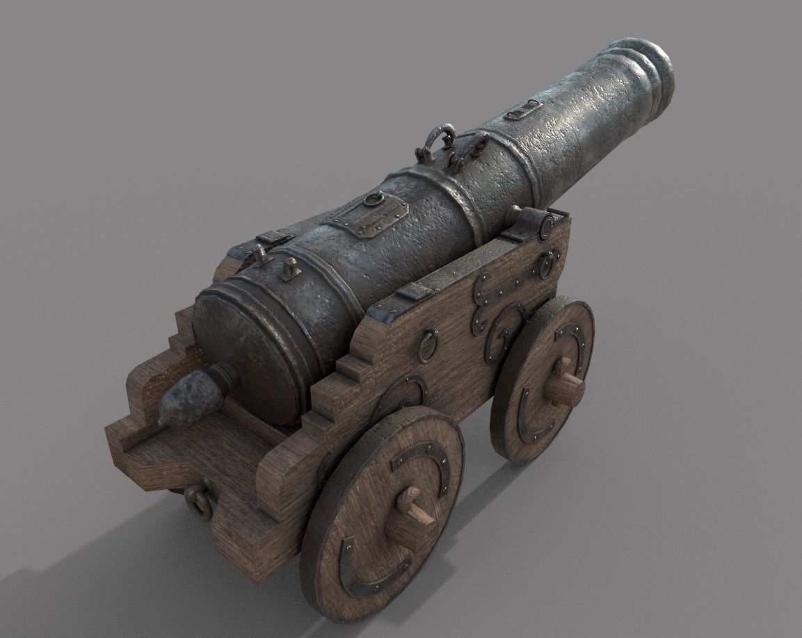 Medieval Cannon Low-poly 3D model_5