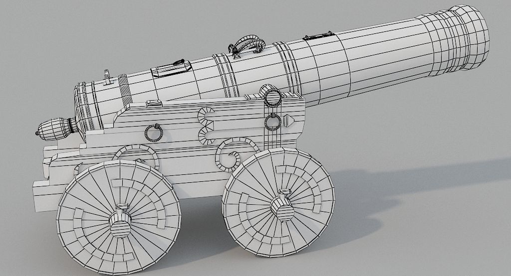 Medieval Cannon Low-poly 3D model_6